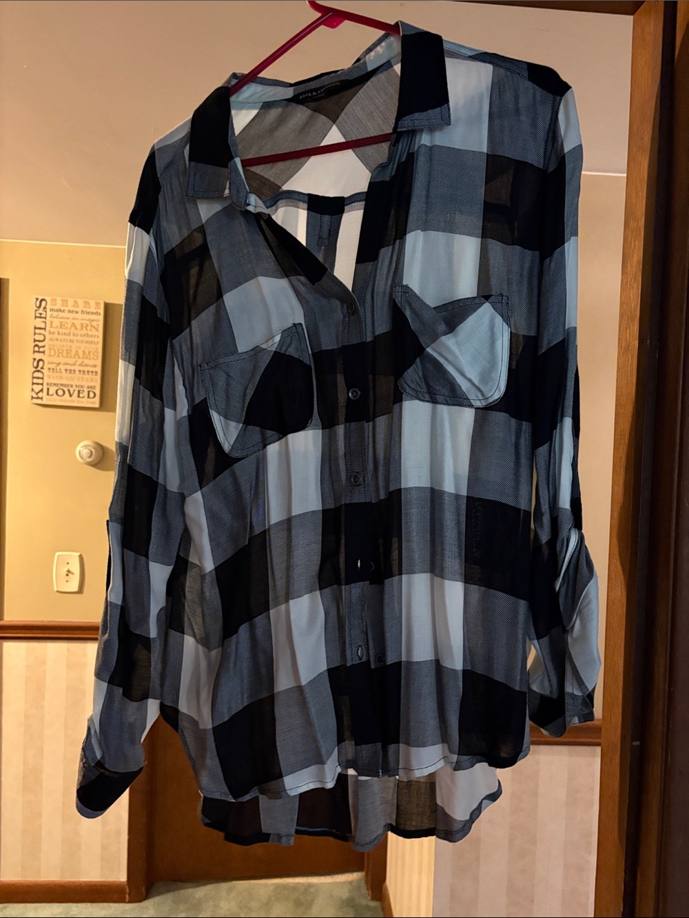 Rock & Republic white and Black Plaid Shirt